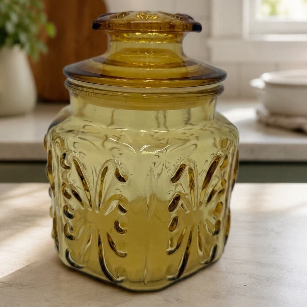 1970’s L.E. Smith Harvest Gold Candy Jar